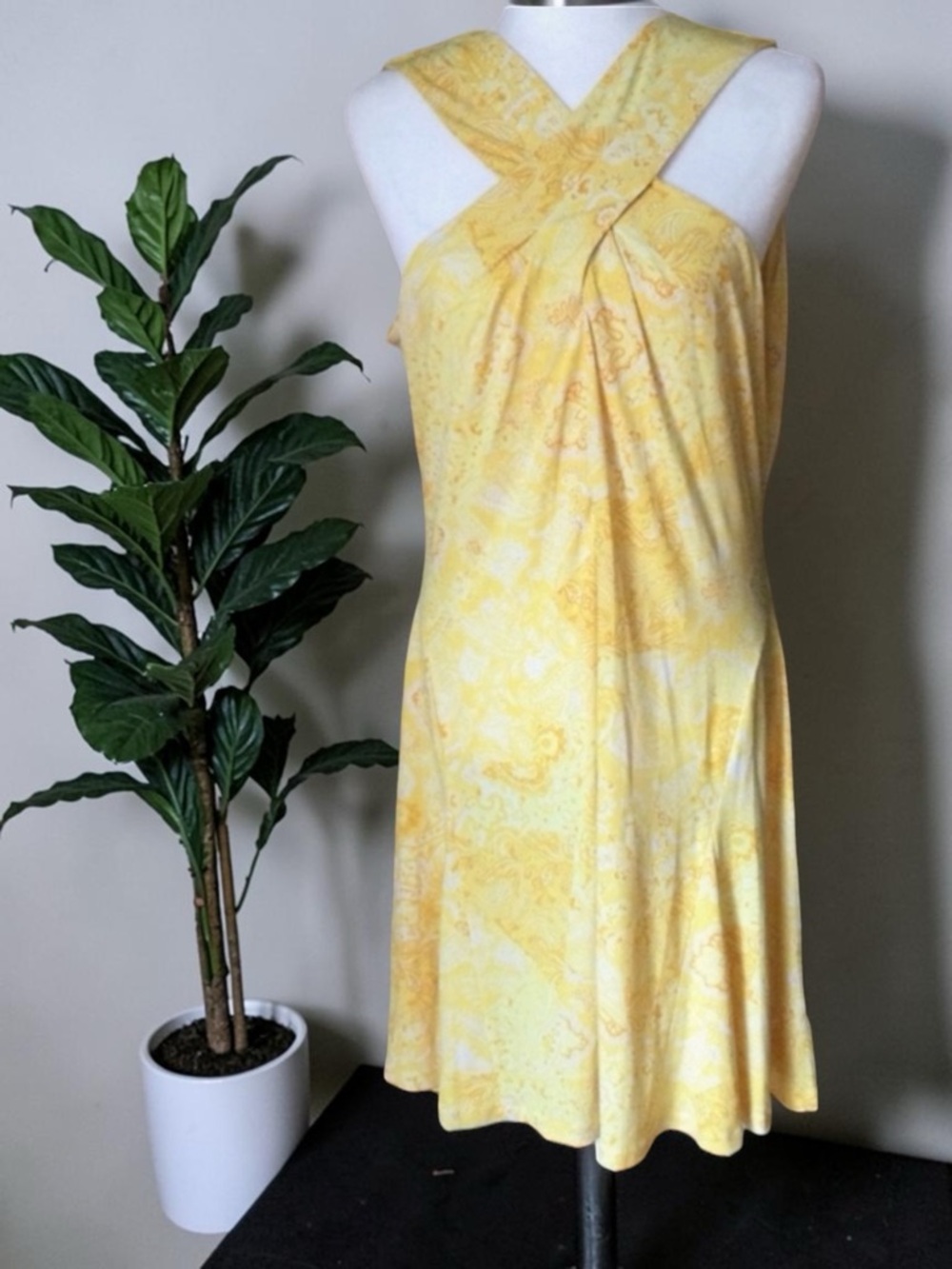 🎉HP🎉 MICHAEL MICHAEL KORS Sleeveless Mini Dress XL – Yellow Floral Paisley, NWT - Picture 3 of 14
